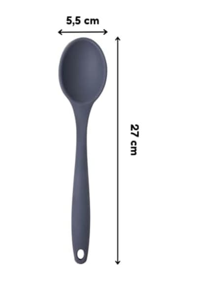 Silikon Büyük Boy Kaşık Seti, Yanmaz Yapışmaz, Çok Renkli - Sarı, Yeşil, Kırmızı, Mavi, Mor - 27 Cm, 5 Adet Set, Bpa Free