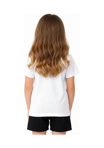 Parti Selesi Unisexs Çocuk Düz Kısa Kollu T-shirt Beyaz