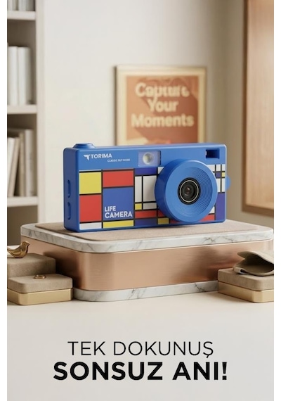 Torima Life Dijital   Kamera Selfie Video Vlog Kamerası Mini Fotoğraf Makinesi CMR47 Mavi