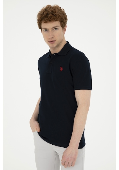 U.S. Polo Assn. Erkek Slim Fit Polo Yaka Koyu Lacivert Basic Tişört 50279573-VR100