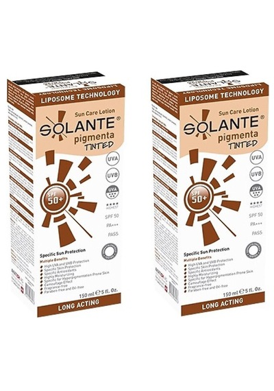 Solante Pigmenta Lekeli Ciltler İçin Renkli 150 Ml 2 Adet Spf50+ Faktör Güneş Losyonu