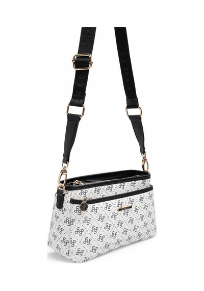Silver & Polo Silver Polo Beyaz - Siyah Monogram Kadın Çapraz Çanta Sp1184
