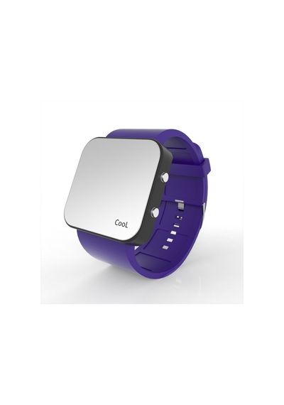 Cool Watch Saat - Siyah Led Kasa - Mor Kayış Unisex Pembe