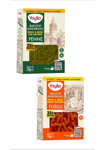Yayla Kırmızı Mercimek Fusulli + Yeşil Mercimek Penne 250 Gr