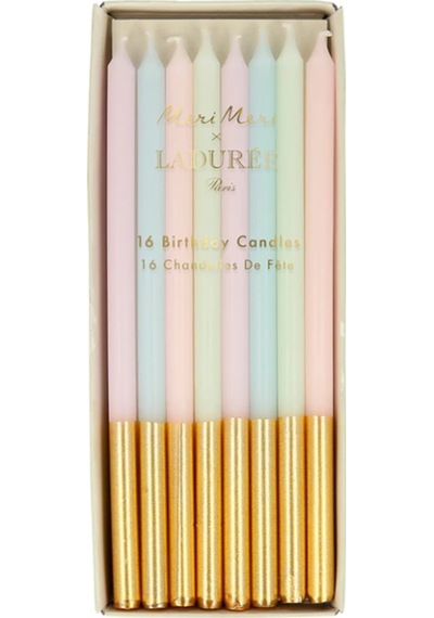 Meri Meri - Ladurée Paris Gold Leaf Candles - Laduree Paris Altın Detaylı Mumlar 16'lı