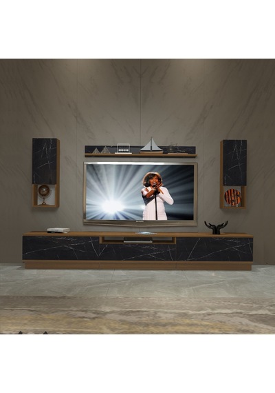 Decoraktiv Trendstyle 270das Mdf Tv Ünitesi Tv Sehpası Ceviz - Siyah Mermer