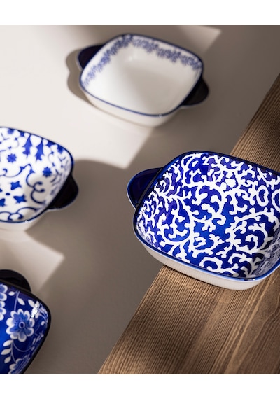 Reve Bleu Vista Kare Tabak Seti - 17 Cm - Mavi/beyaz 8684427358450 Çok Renkli