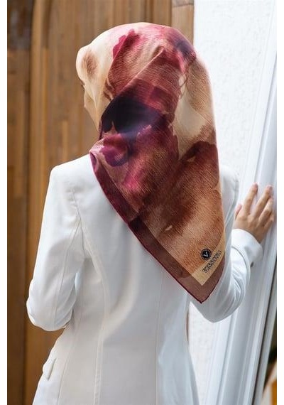 Vissona Tivil İpek Eşarp 61011 - 3 - 0018 Bordo Kırçıllı Desen Bordo