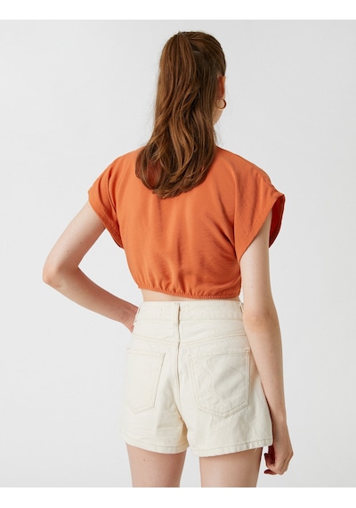 Koton Crop Bluz Büzgü Detaylı Turuncu 2sak60291cw Turuncu