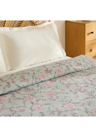 Karaca Home Nymira%100 Pamuk Çift Kişilik Tek Pike Mint Açık Indigo