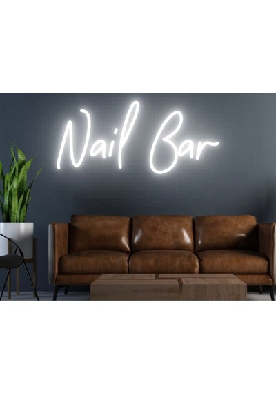 Nail Bar Yazılı Neon Tabela Beyaz