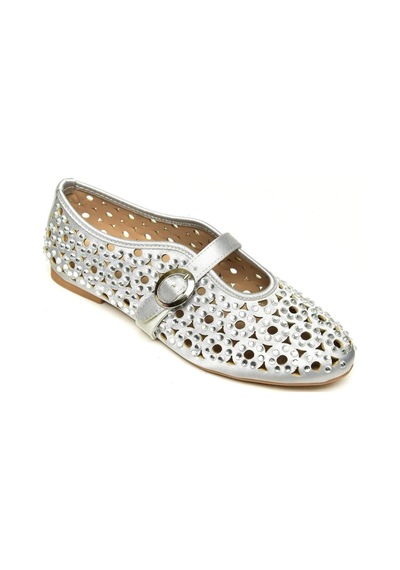Fox Shoes U820086704 Gümüş Kumaş Kadın Babet Gümüş-kumaş Gümüş