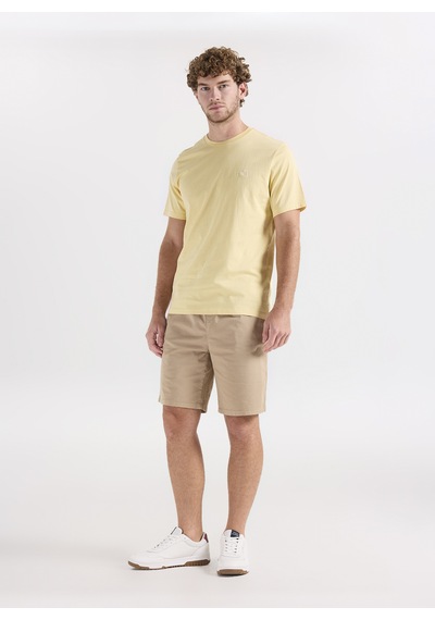 Dockers Sarı Erkek Slim Fit Logo Baskılı %100 Pamuk T-shirt A3143-30 Bej