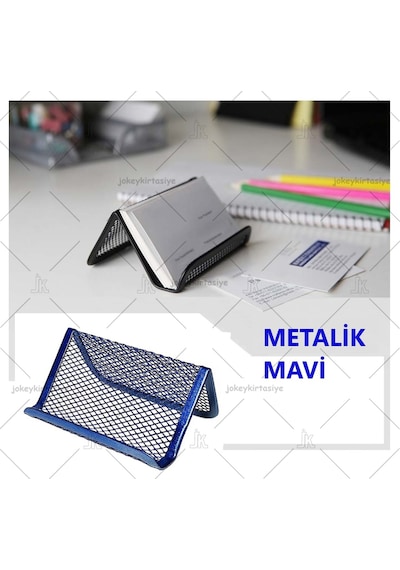 Masa Üstü Metal Perfore Kartvizitlik (metalik Mavi)