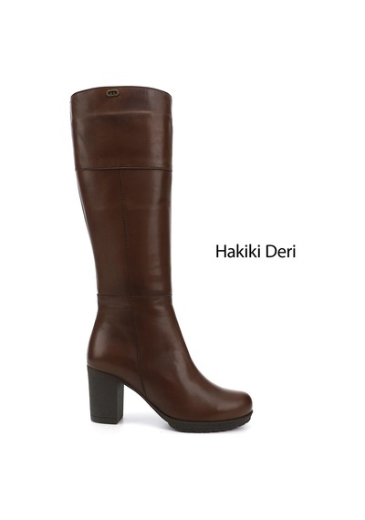 Gönderi(R) Gönderi R Kadın Kahverengi Fermuarlı Kalın Topuklu Hakiki Deri Çizme Gkzc13444602 Kahverengi