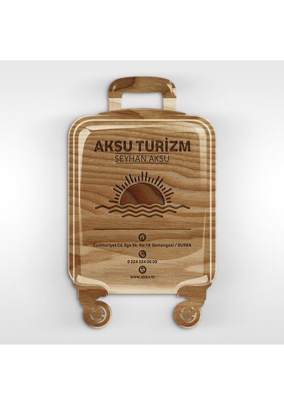 Kişiye Özel Mesleki Turizm & Seyahat Ahşap Kartvizit (Model 2-2)