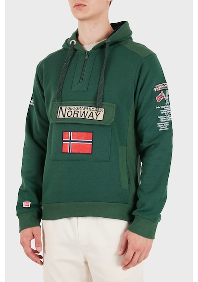 Norway Geographical Kapüşonlu Yarım Fermuarlı Outdoor Sweat Erkek Sweat Gymclassa100 Yeşil