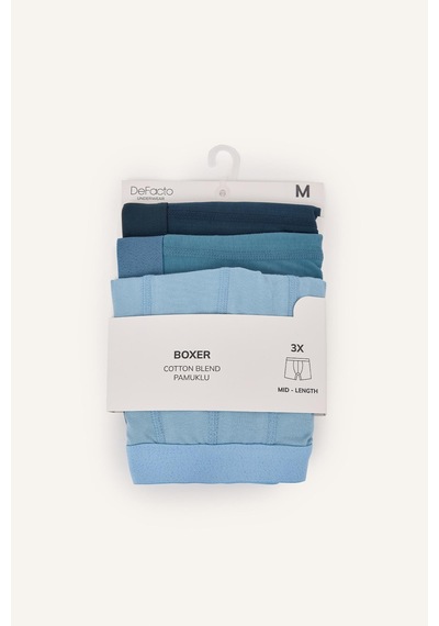 Defacto Regular Fit Beli Lastikli 3lü Boxer I1770ax26aunv165 Lacivert-nv165