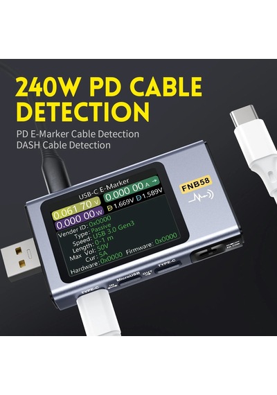 Ambition Fnırsı-fnb58 Usb Test Voltmetre Ampermetre Type-c Hızlı