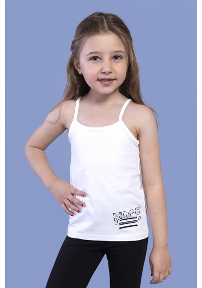 Toontoy Kids Toontoy Kız Çocuk Taş İşlemeli Atlet Ekru