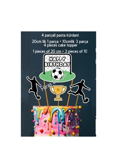 Futbol Temalı  Doğum Günü Süs Seti 34 Parça Banner Pasta ve Cupcake Kürdanı