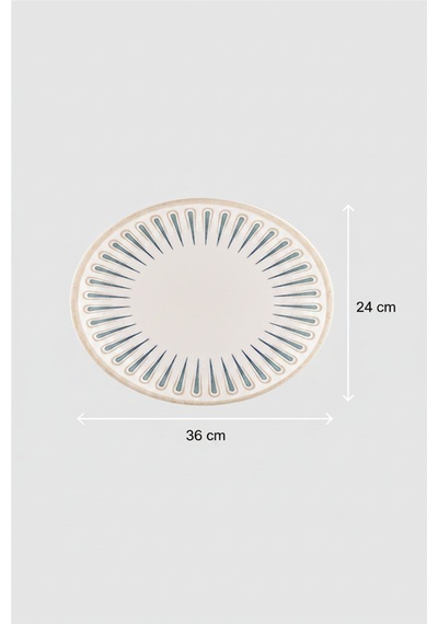 6'lı Ellips Oval Kayık Tabak 36cm Dijital Sierra Rinart Krem
