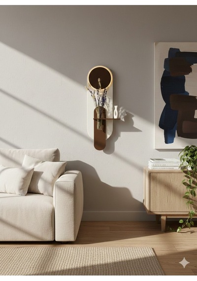 Petunya Ahşap Pilli Ledli İskandinav Tarzı Salon Duvar Rafı Modern Çiçeklik 27 X 90 Cm Çok Renkli