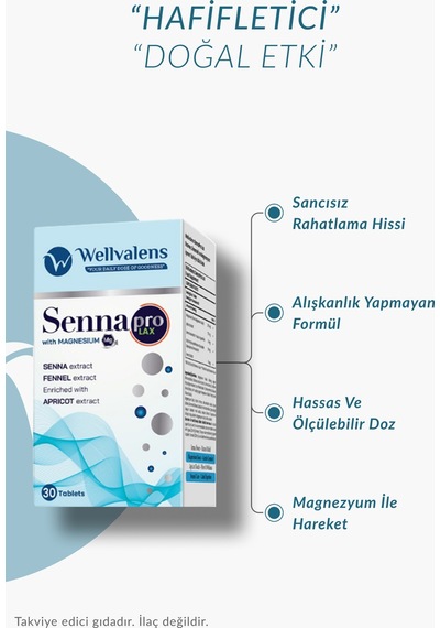Wellvalens Sennapro Lax İkili Paket Sinameki, Magnezyum, Kayısı & Rezene İle Sindirim Konforu Ve Bağırsak Desteği 60 Tablet