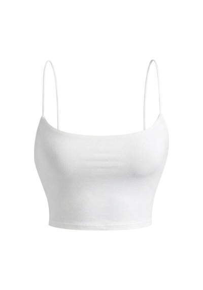 Mrm Pro Göğüs Pedli Kadın Beyaz İp Askılı Crop Atlet Esnek Fit Crop Beyaz Beyaz