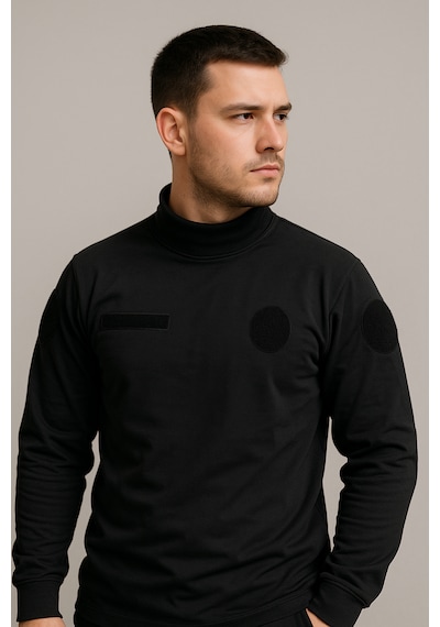 İş, Güvenlik, Personel Yarım Boğazlı Siyah Kazak Sweatshirt Siyah