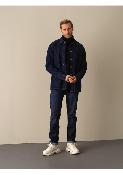 Xint Lacivert Regular Fit Pamuk Gömlek Ceket 700864