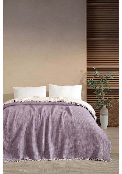 Varol 5 Katlı %100 Pamuk Müslin Yatak Örtüsü 230x240 Cm Lıla/cıftkısılık Lila