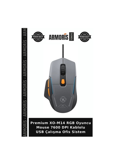 Premium Xo-m14 Rgb Oyuncu Mouse 7600 Dpı Kablolu Usb Çalışma Ofis Sistem