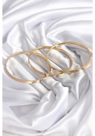 Ezoconcept 316l Çelik Gold Renk Ajda Model 60 Mm 3 Lü Kadın Bilezik 001