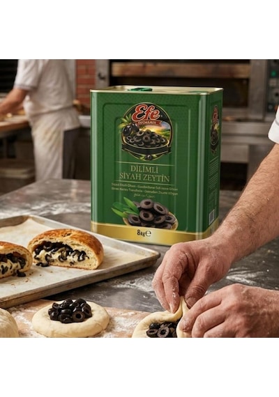 Dilimli Siyah Zeytin 8 Kg Pizza, Poğaça Ve Pastane Ürünleri İçin Hazır Dilim Siyah Zeytin