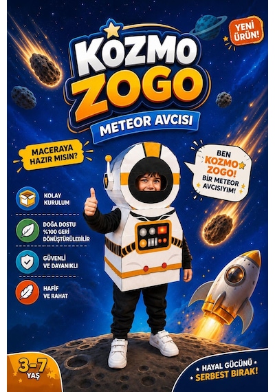 Kardinno Kozmo Zogo Eğitici Oyuncak Karton Giyilebilir Çocuk Kostümü Etkinlik Parti Kostümü Çok Renkli