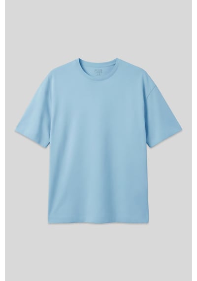 Air Jones Tommy Life Açık Mavi %100 Pamuk Kalın Yumuşak Dokulu Oversize Fit Basic Erkek T-shirt - 88353 Açik Mavi