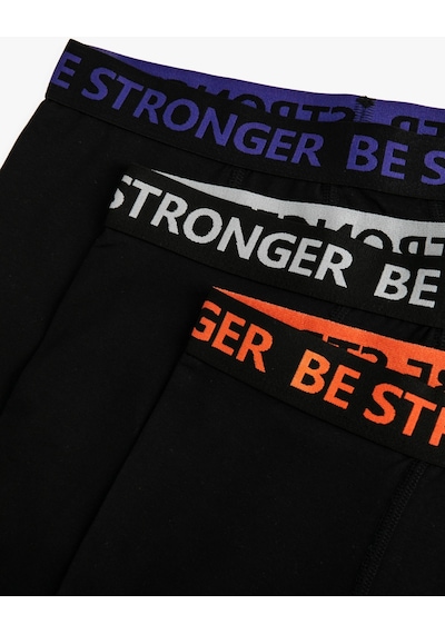 Koton 3'Lü Boxer Seti Slogan Baskılı Siyah 5Wlm90011Mk