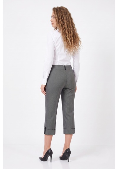 Baglan Kadın Bermuda Duble Paça Pantolon Bgl-00009515 Koyu Gri