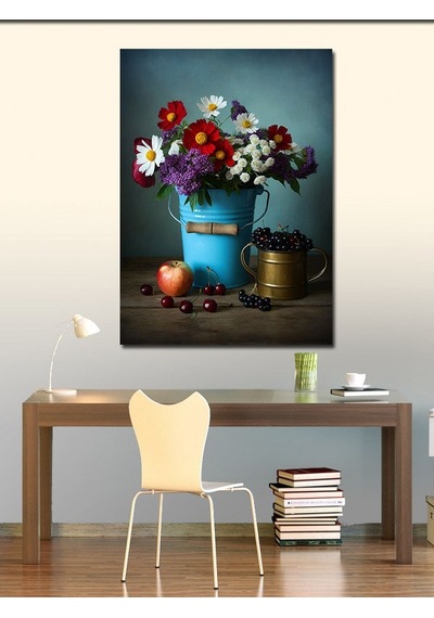Kanvas Tablo Kır Çiçeği Vazosu 50cmx70cm