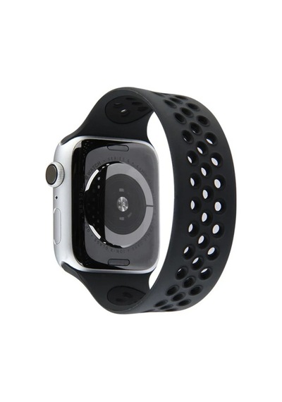 Ersapple Watch 42mm Ayarlı Delikli Silikon Kordon - Siyah-siyah Diğer