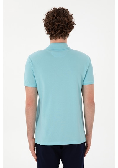 U.S. Polo Assn. Erkek Slim Fit Polo Yaka Açık Mavi Basic Tişört 50298041-VR007