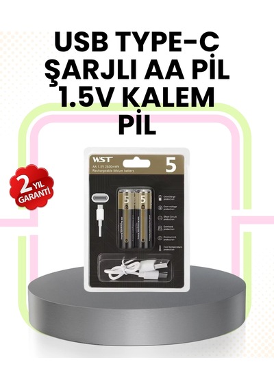 Mey Najmaddin Tekrar Şarj Edilebilir Aa Usb Type-c Pil 1000+ Döngü 1.5v Sabit Voltaj Najmaddin