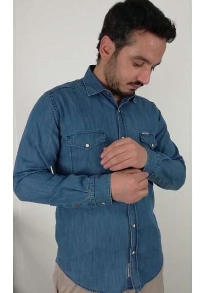 Tousus Slim Fit Kot Erkek Gömlek Slm-2013-tss Mavi