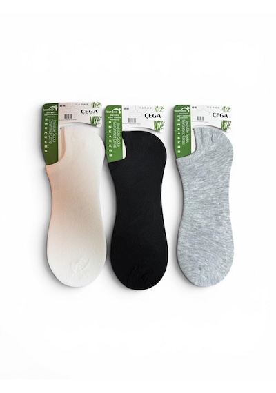 Çega Erkek Görünmez Bambu Dikişsiz Sneaker Çorap 12'li Karışık