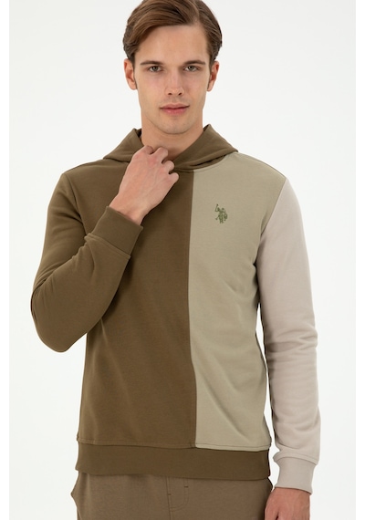 U.S. Polo Assn. Erkek Regular Fit Kapüşonlu Haki Sweatshirt 50293451-VR027
