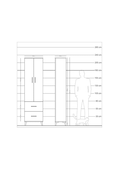 Arges Dolap 2 Raflı 2 Çekmeceli Tek Askılı 60x30x221 Antrasit... Antrasit