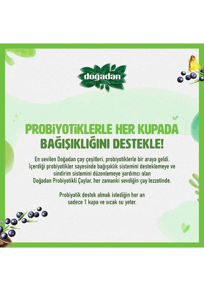 Doğadan Açai Ananaslı Probiyotikli Yeşil Çay 14'lü 23.8 G