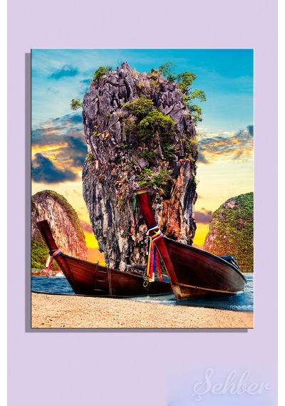 Yatay Kanvas Tablo Tekli Ev Kafe Ofis Carlos Castilla Fotoğrafı Tayland Phang Nga Körfezi 2331