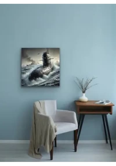 Denizaltı Temalı Kanvas Tablo 90x90 Cm Açık Mavi